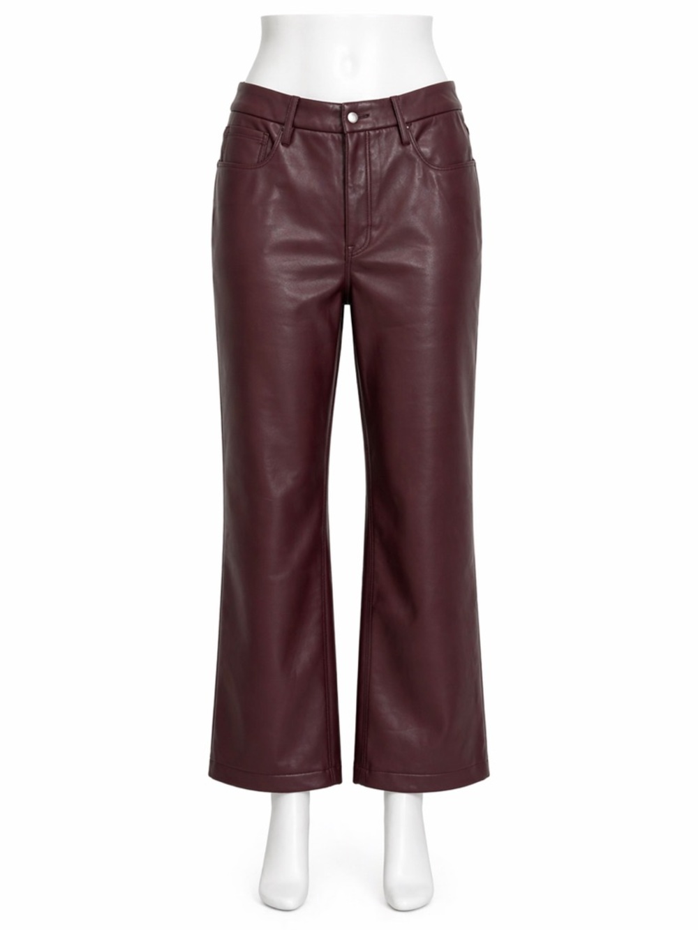 Good American Faux Leather Wide-Leg Pants - Burgundy